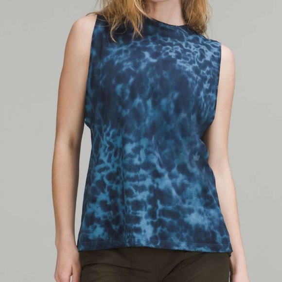 Lululemon All Yours Tank Top Marmoleado Tie Dye Soft Denim True Navy Size 10 - Picture 1 of 8